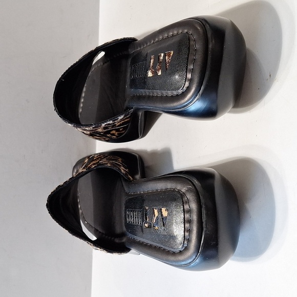 Art Effects Black Tan Unique Made In Brazil Animal Print Leather Slide Sandals 8 - Picture 7 of 11